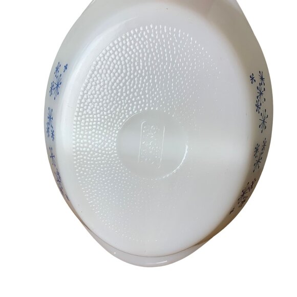 Vintage Glasbake Divided Serving Dish Rate Blue Atomic Starburst oval - Picture 5 of 5